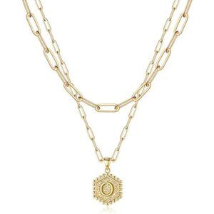 Dainty Gold Necklace Initial O 14K Gold Plated Over Layering Necklaces Women
